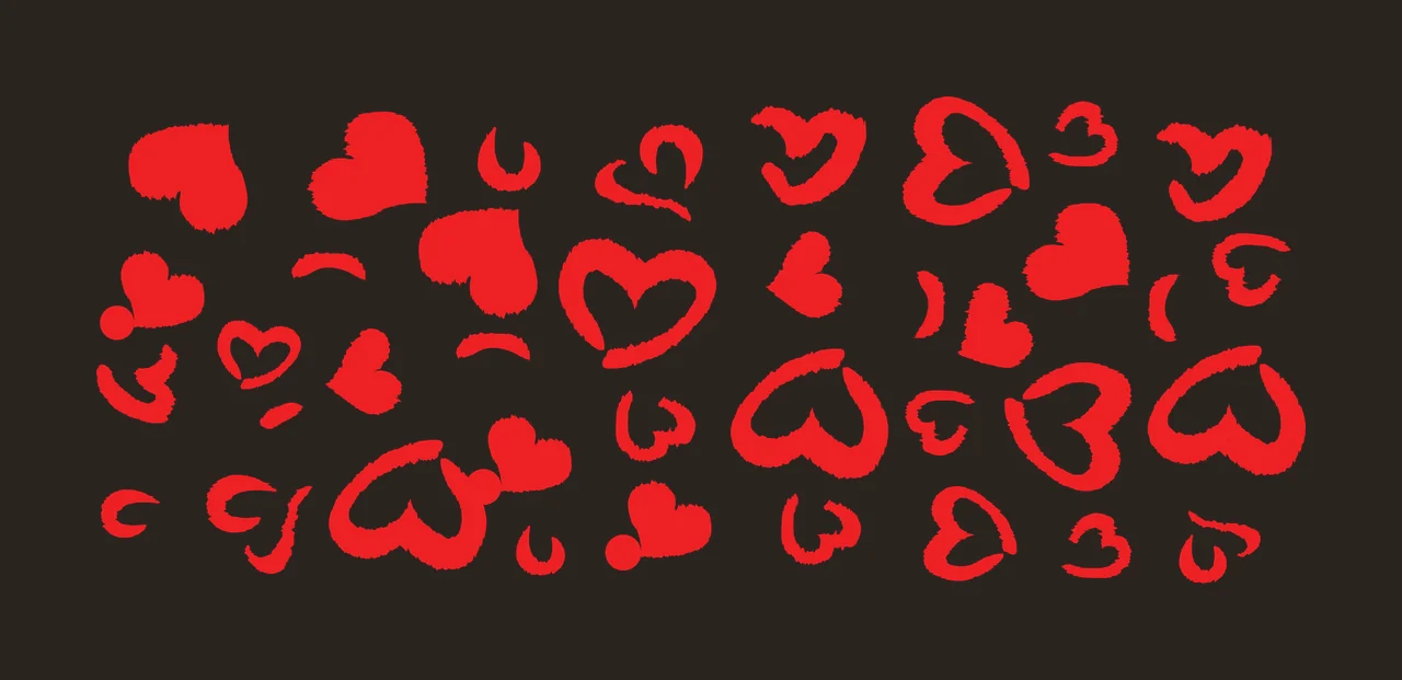 Red heart shapes with brushstroke texture Illustration with white background contrast preview thumbnail