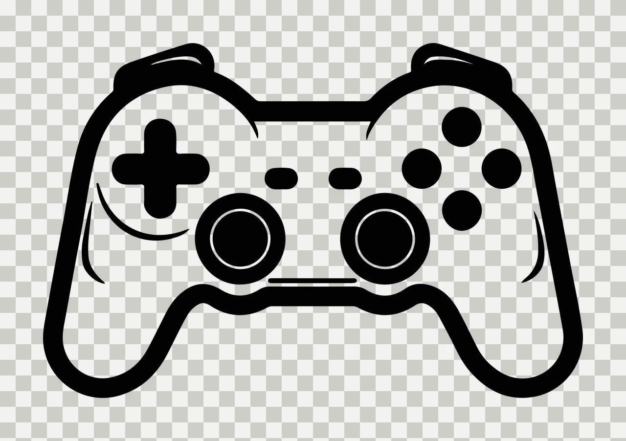 Gamepad Controller Outline Icon With Dual Joysticks buttons transparency and detail preview thumbnail