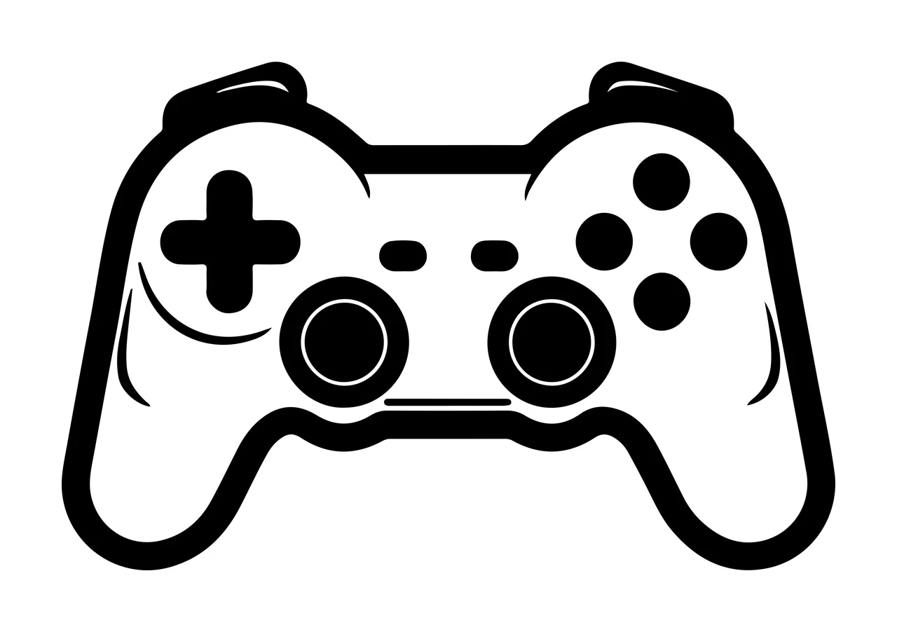 Gamepad Controller Outline Icon With Dual Joysticks buttons