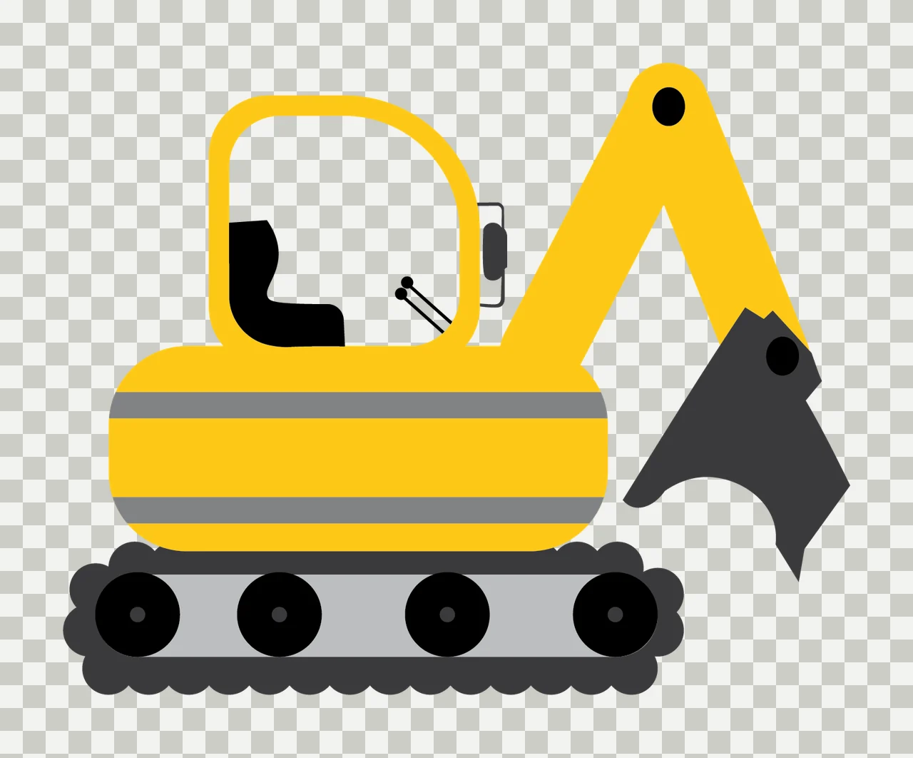 Construction Black Silhouette Of A Excavator With Shovel stationary transparency and detail preview thumbnail