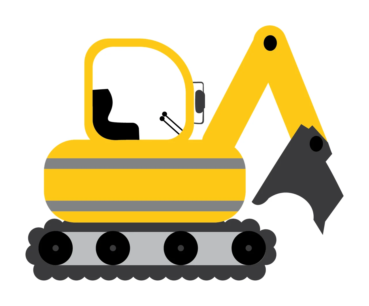 Construction Black Silhouette Of A Excavator With Shovel stationary