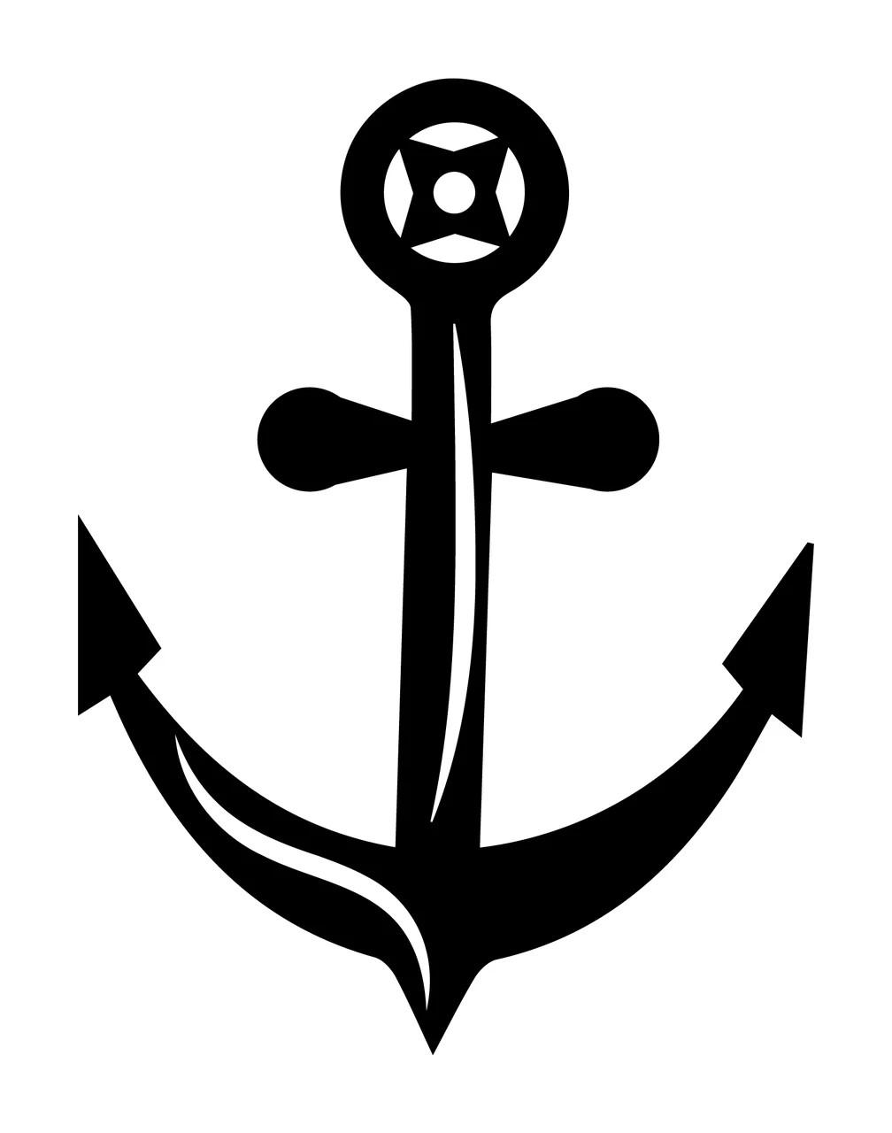 Anchor With Ring And Nautical In Black