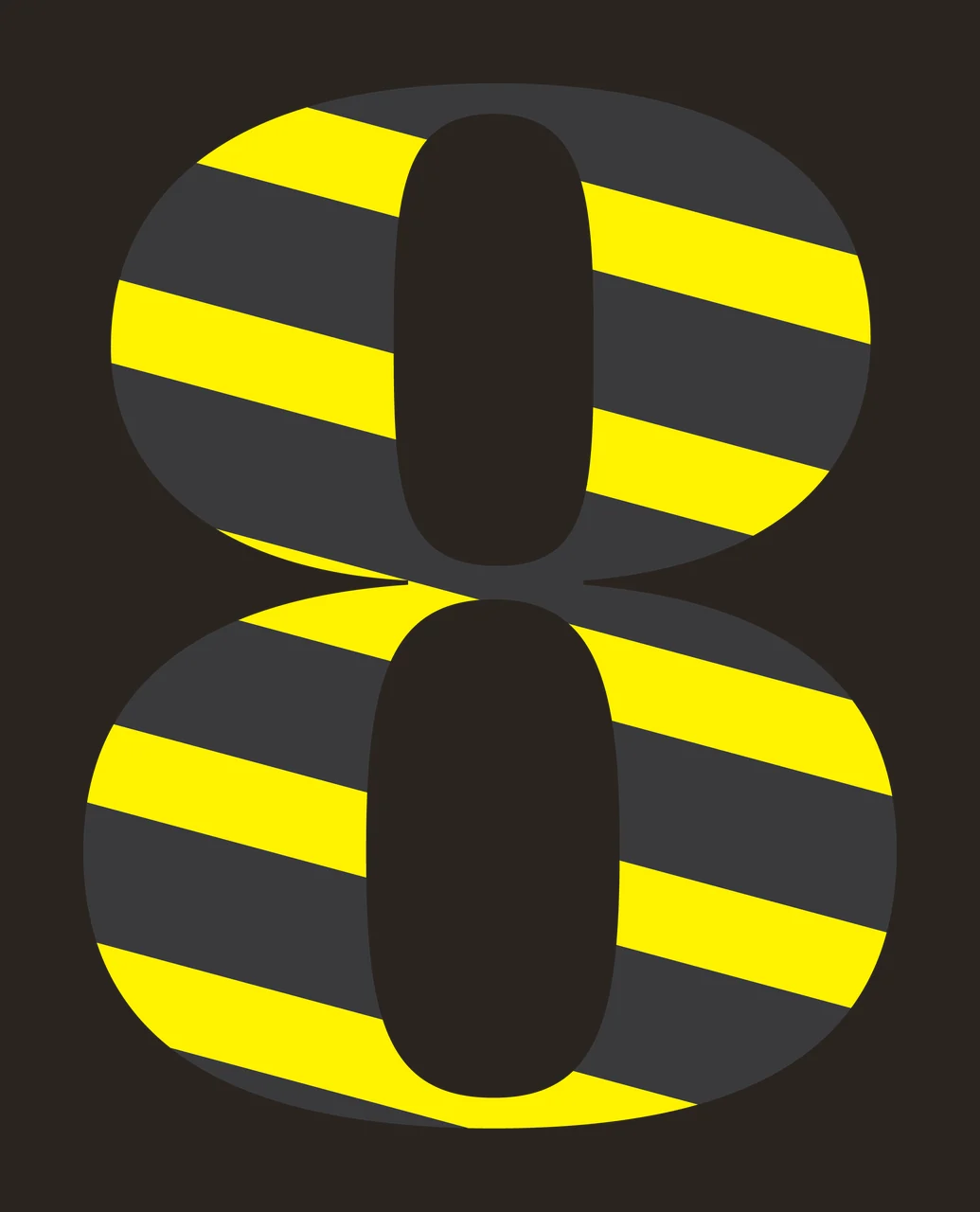 Number 8 Solid Black Numeral Eight With Faint diagonal lines contrast preview thumbnail