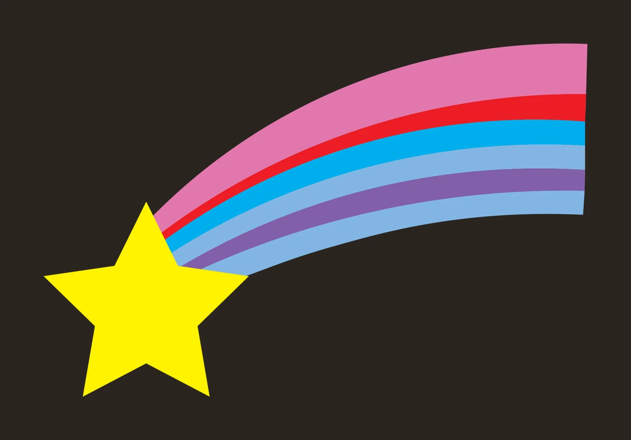 Black Star Shape Trailing Five Horizontal Curved Lines silhouette contrast preview thumbnail