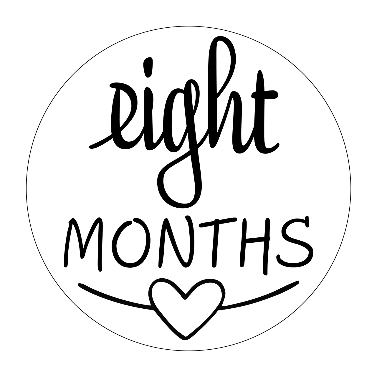 Round Graphic Design With Text And Heart circle black white