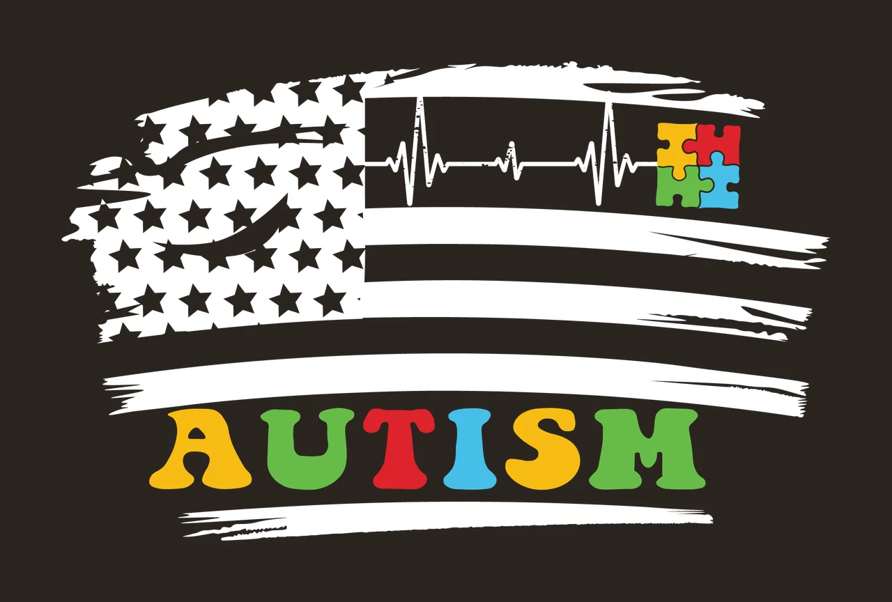 Autism Flag American Stationary With Text And Star contrast preview thumbnail