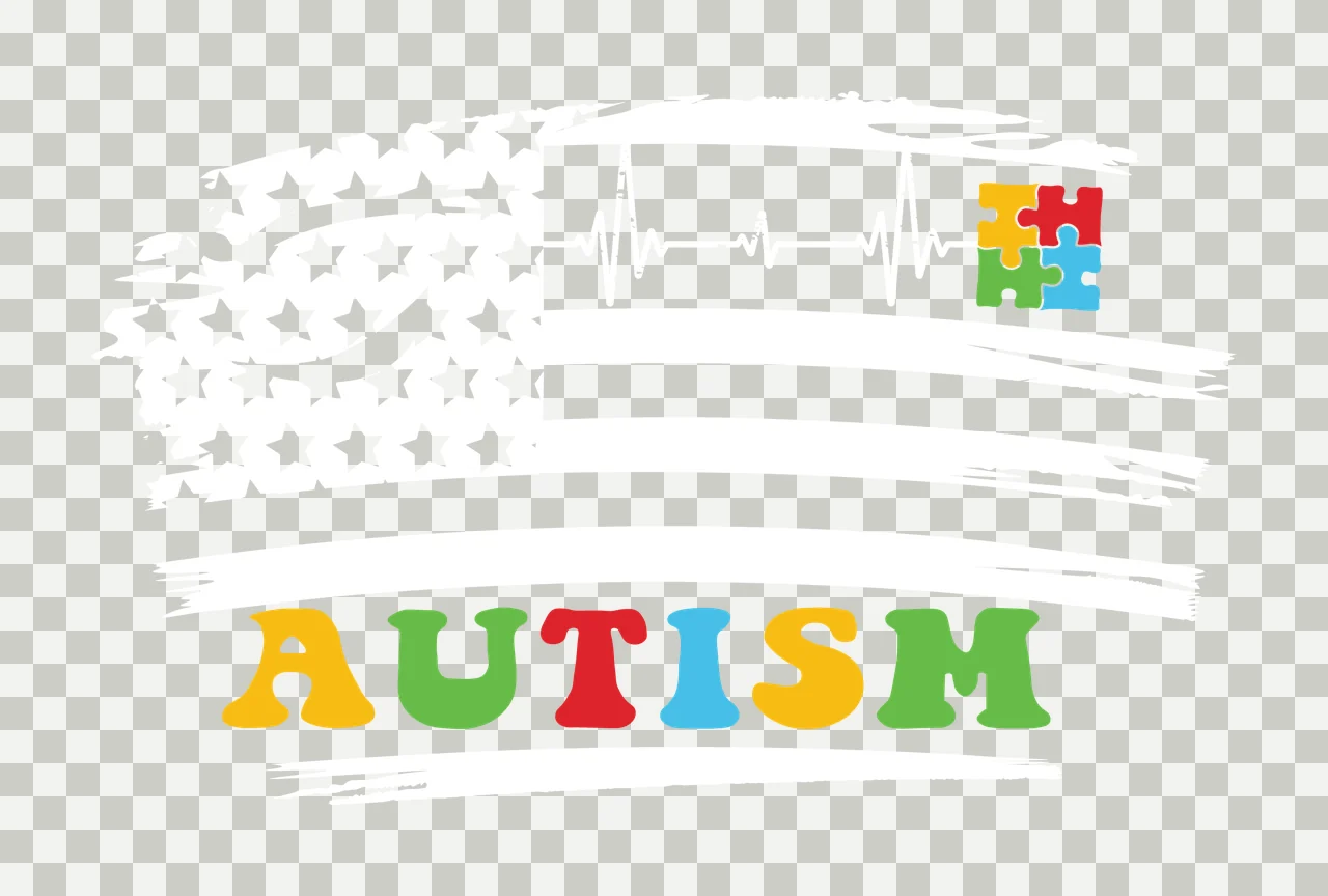 Autism Flag American Stationary With Text And Star transparency and detail preview thumbnail