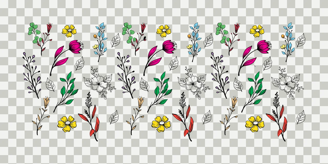 Can Glass Wrap Floral Elements Silhouettes And Line flower transparency and detail preview thumbnail