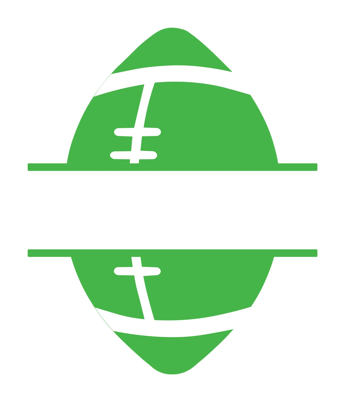 Black Football Shape With A Horizontal Blank White stripe silhouette