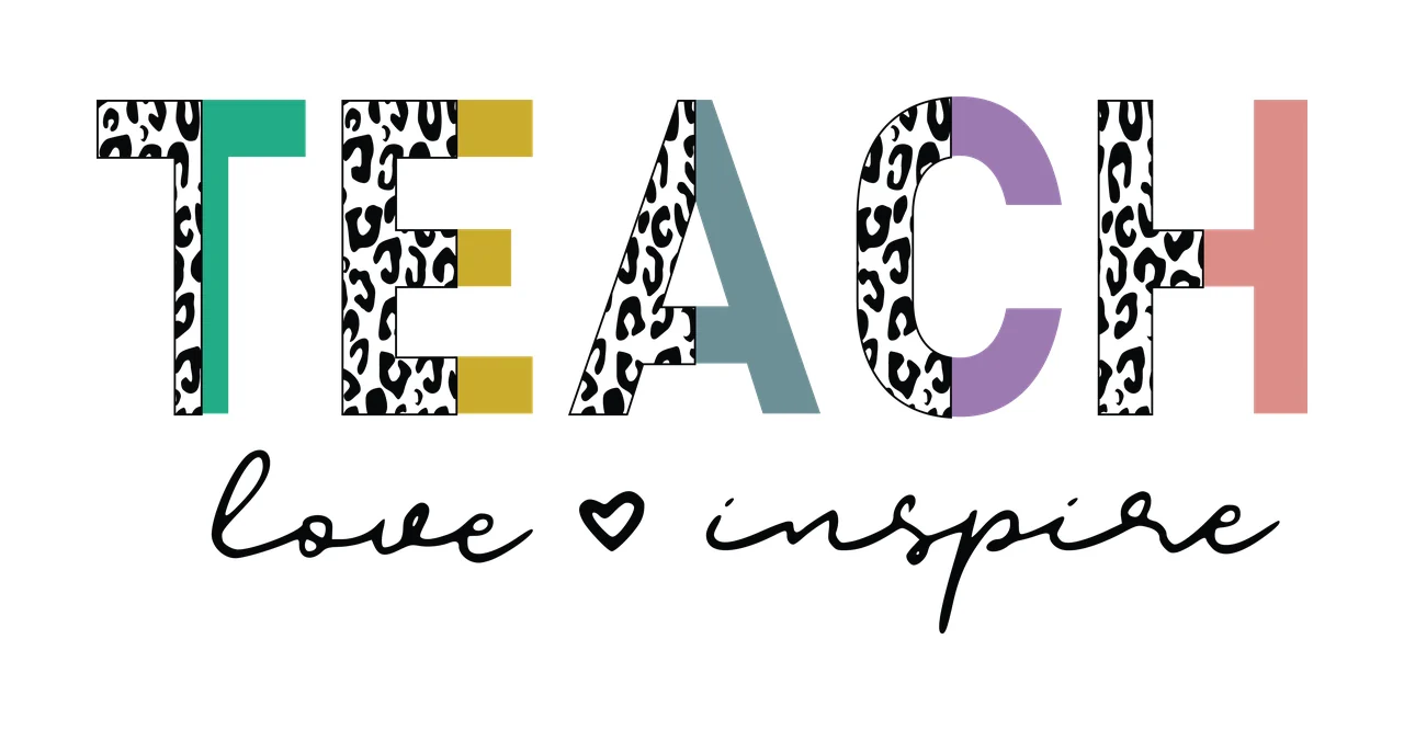 Teach Love Inspire Bold Black Text With Heart display symbol