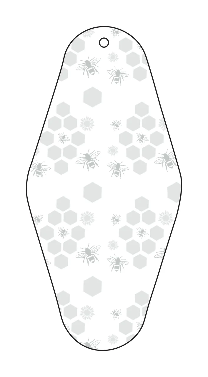 Classic Motel Keychain Hexagon Beehive Pattern With Bees bee