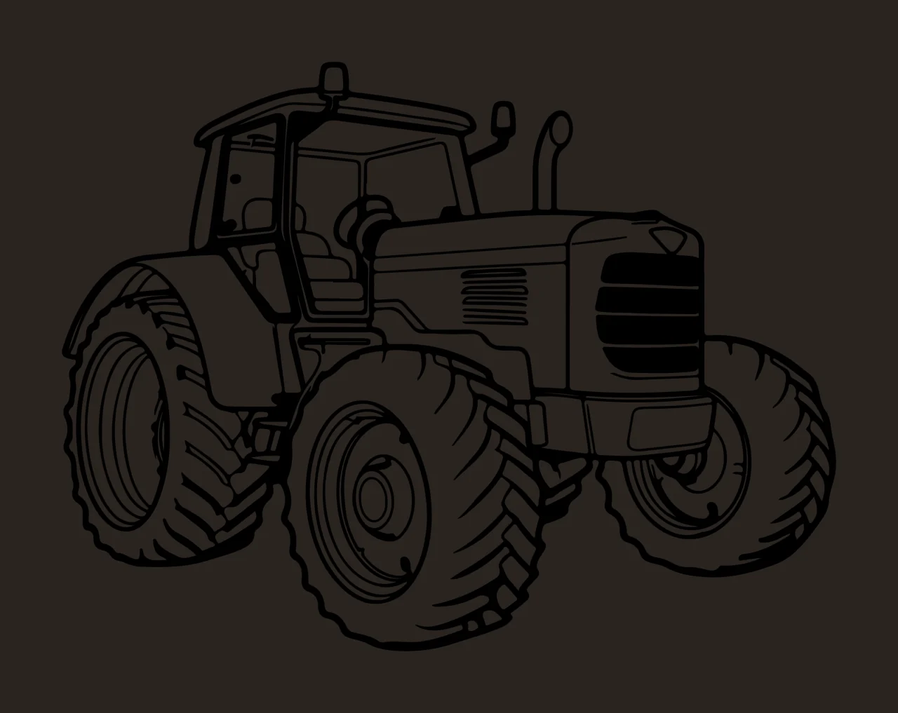 Outline Drawing Of Farm Tractor wheels engine black plain vehicle contrast preview thumbnail