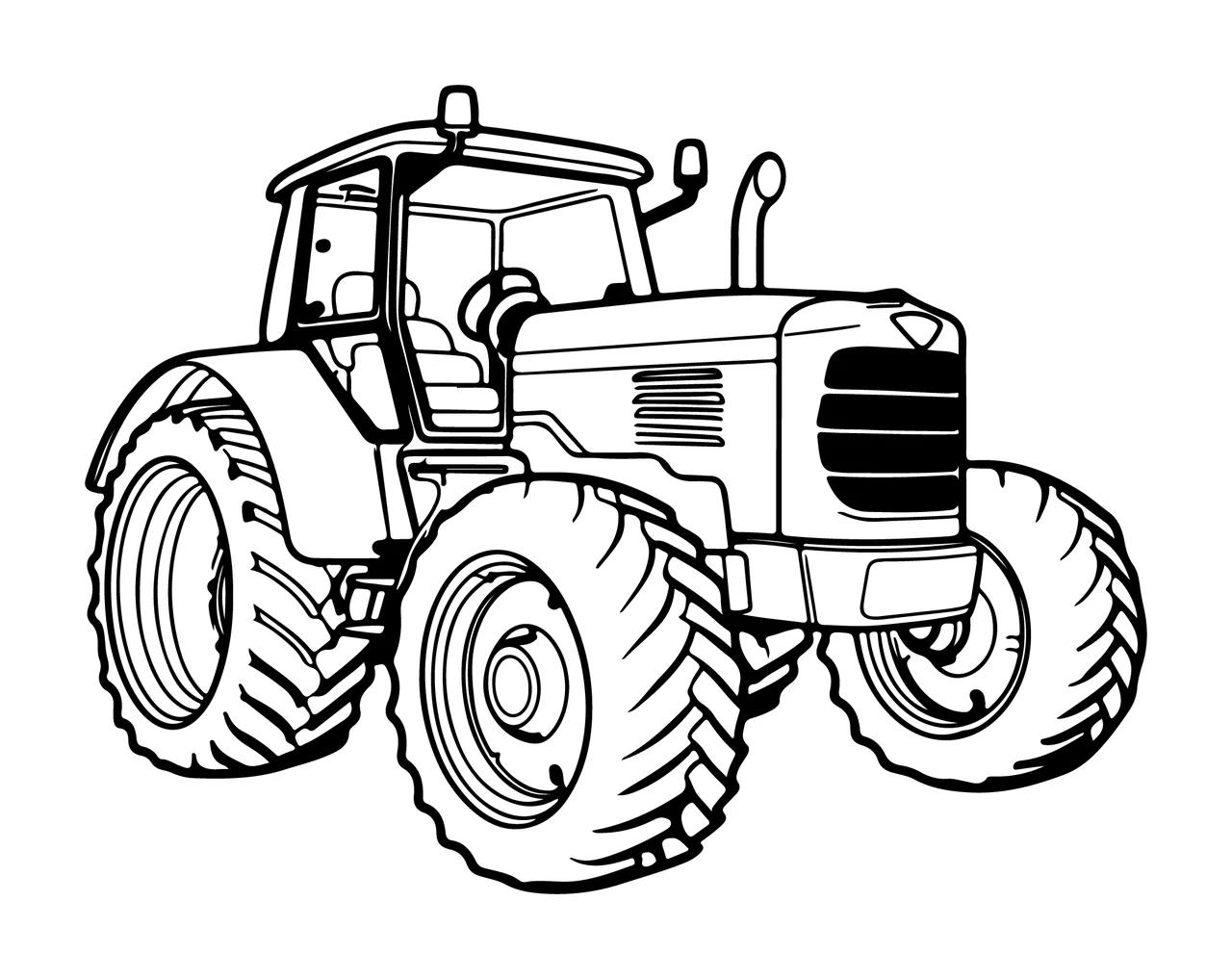 Outline Drawing Of Farm Tractor wheels engine black plain vehicle