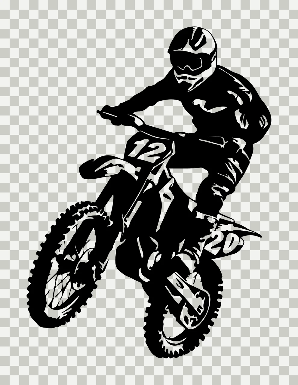 12 20 Dirt Bike Rider Jumping With Number motorcycle helmet transparency and detail preview thumbnail