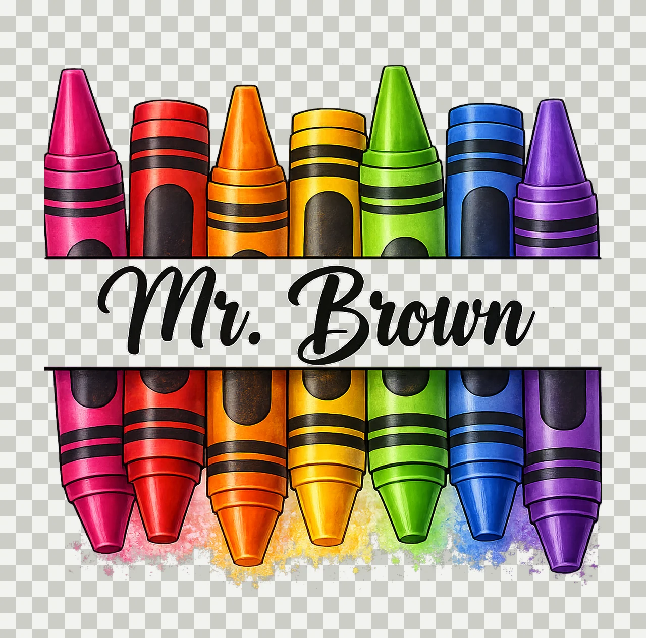 Mr Brown Text With Crayons splatter banner horizontal transparency and detail preview thumbnail