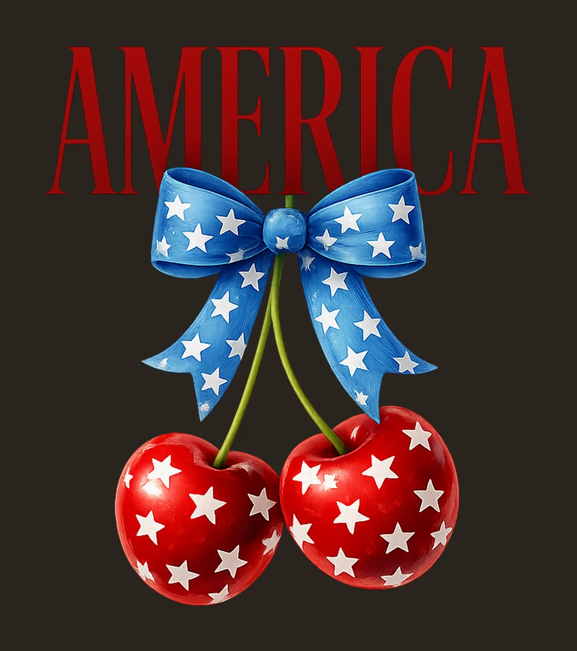 America Cherry Bow Trendy July 4th Design USA Flag Artwork contrast preview thumbnail