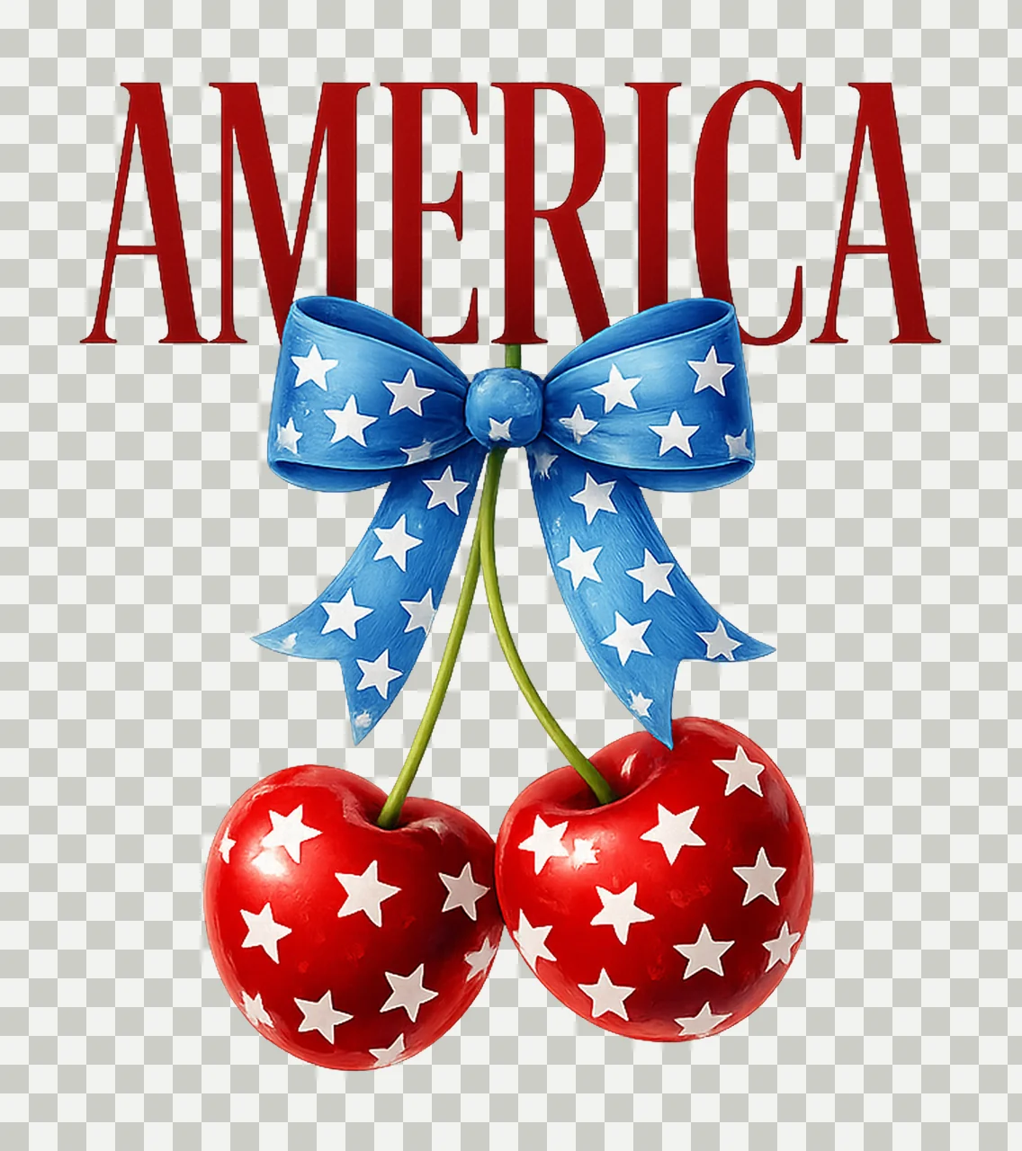 America Cherry Bow Trendy July 4th Design USA Flag Artwork transparency and detail preview thumbnail