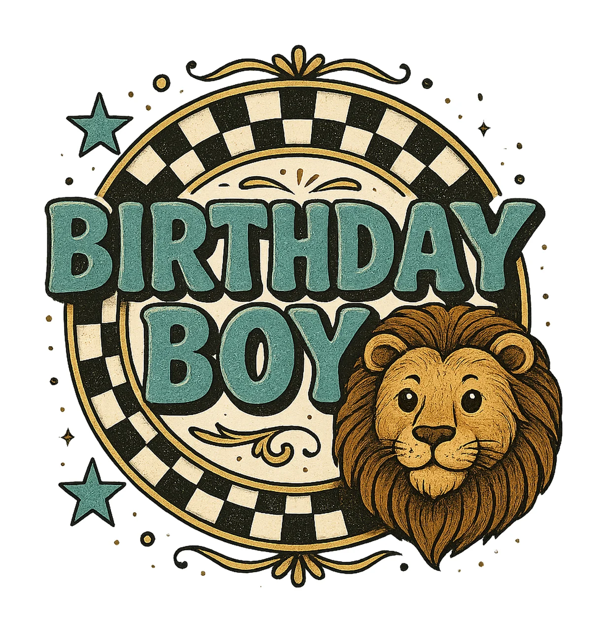 Retro Checkered Birthday Boy Celebration Design Vintage