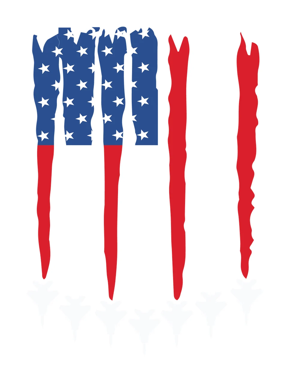 Jet Flag American With Aircraft Silhouettes stripes stars black