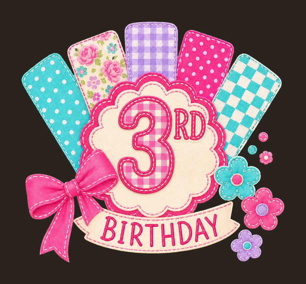 Preppy Patchwork Birthday sublimation instant Variation A contrast preview thumbnail