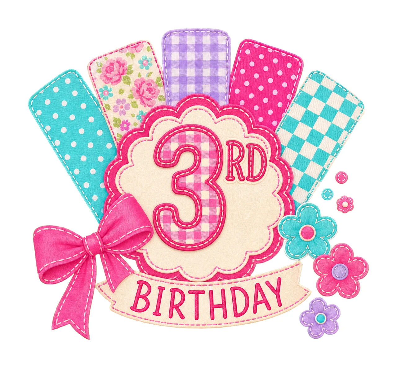 Preppy Patchwork Birthday sublimation instant Variation A