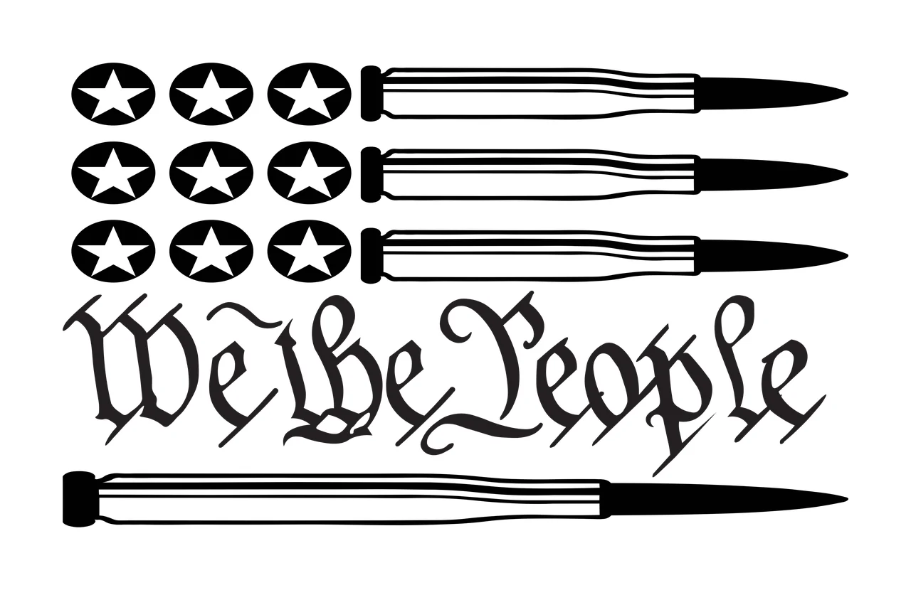 We The People With Bullet Flag bullets circles black white background