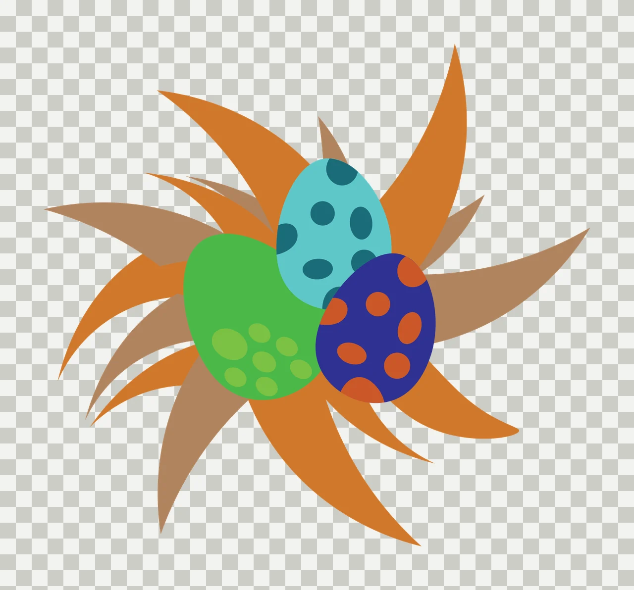 Black Silhouette Of Three Spotted Eggs resting spots leaves transparency and detail preview thumbnail