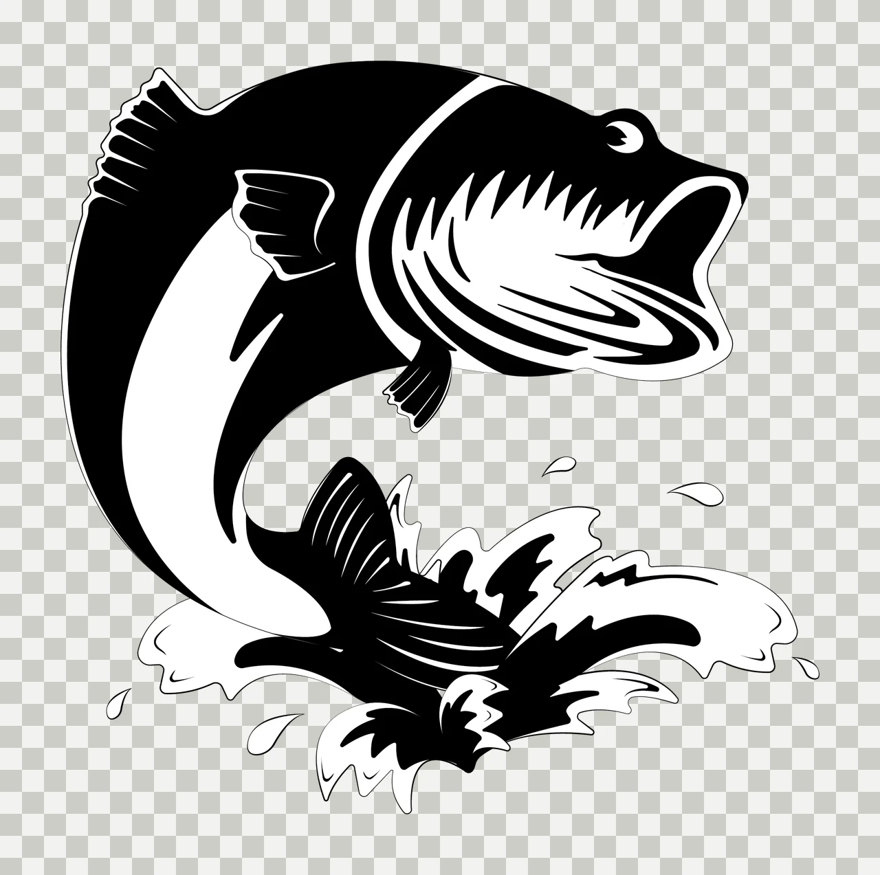 Fish Jumping Silhouette With Water Splash black nature 1 F16 hunting transparency and detail preview thumbnail