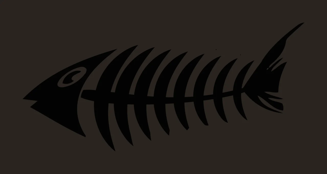 Bones Minimalist Black Silhouette Of A Fish Skeleton Static contrast preview thumbnail
