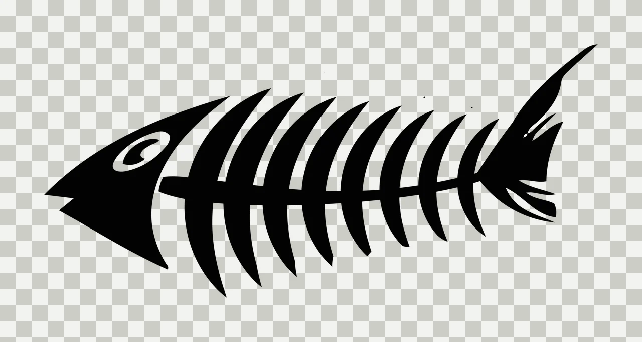 Bones Minimalist Black Silhouette Of A Fish Skeleton Static transparency and detail preview thumbnail