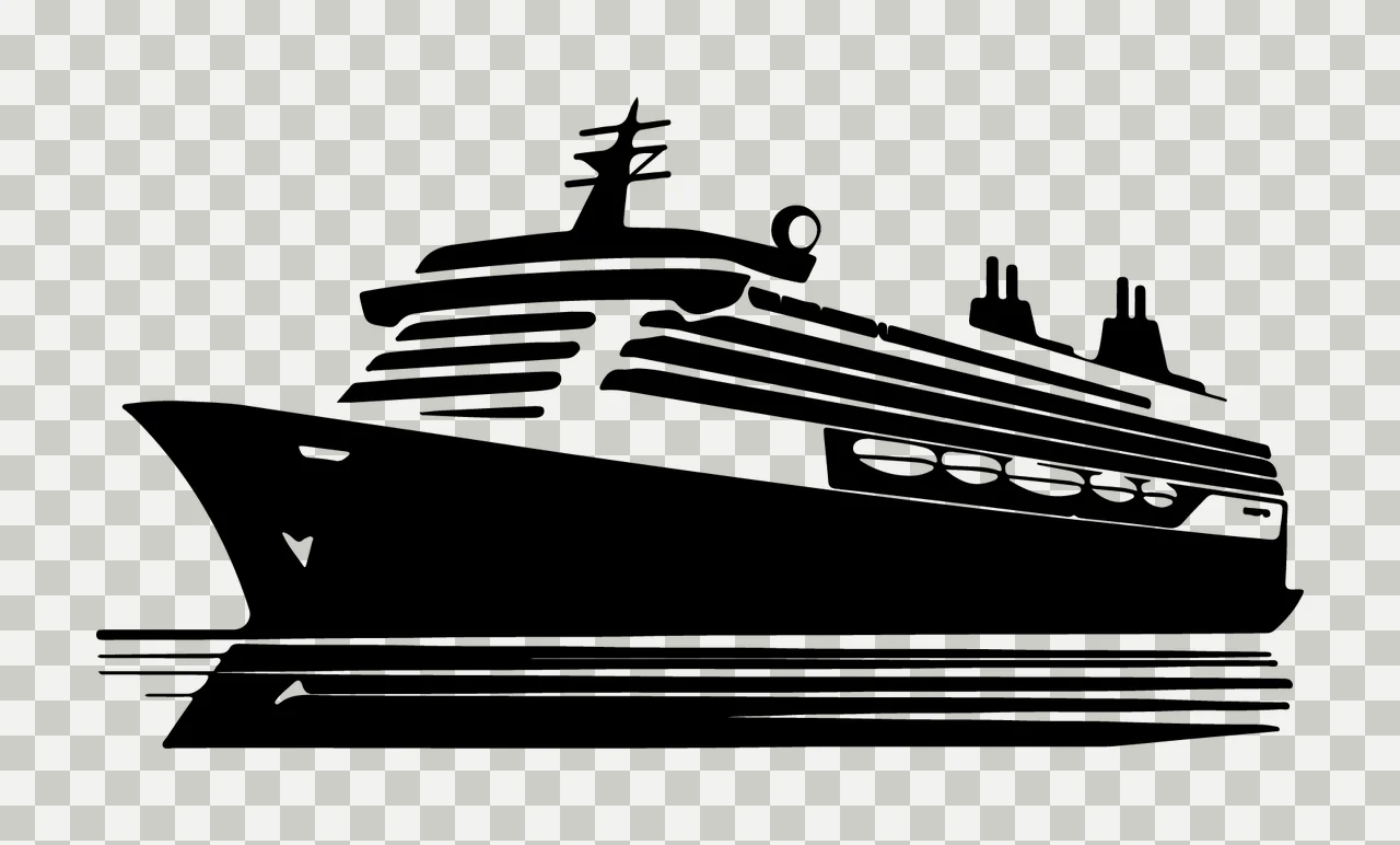 Cruise Ship Silhouette On Water Lines sailing minimalist black transparency and detail preview thumbnail