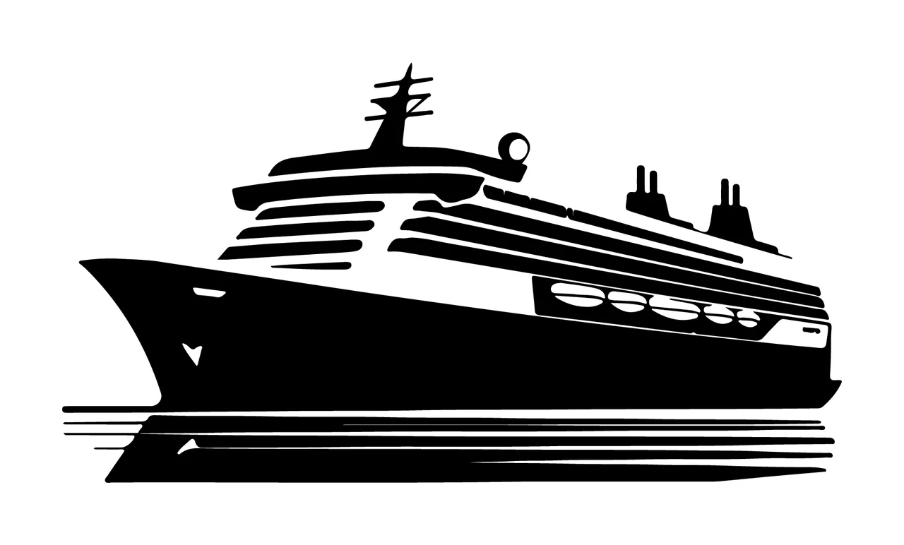Cruise Ship Silhouette On Water Lines sailing minimalist black
