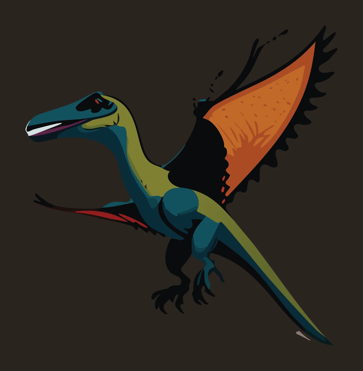 Dinosaur Black Silhouette Flying Winged Reptile wings claws contrast preview thumbnail