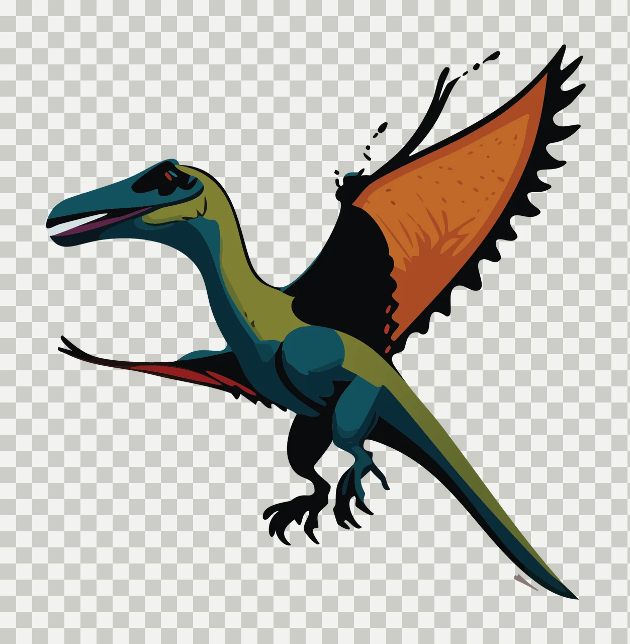 Dinosaur Black Silhouette Flying Winged Reptile wings claws transparency and detail preview thumbnail