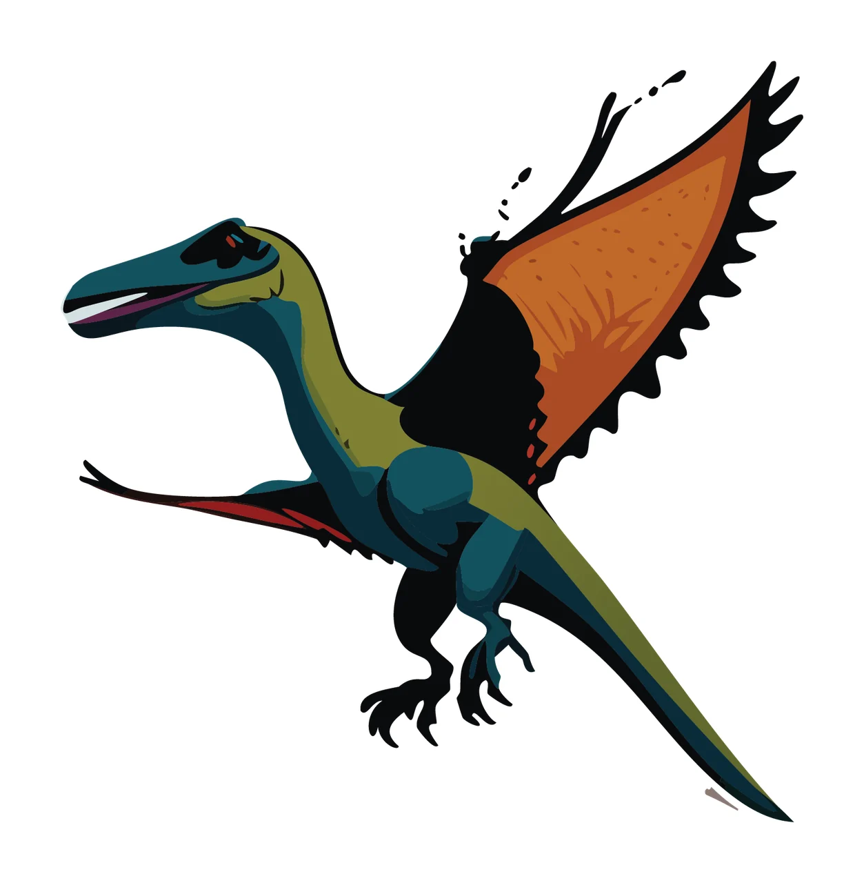 Dinosaur Black Silhouette Flying Winged Reptile wings claws