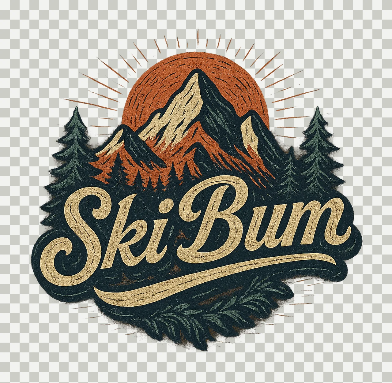 Ski bum winter sports skiing sublimation design ski trip transparency and detail preview thumbnail