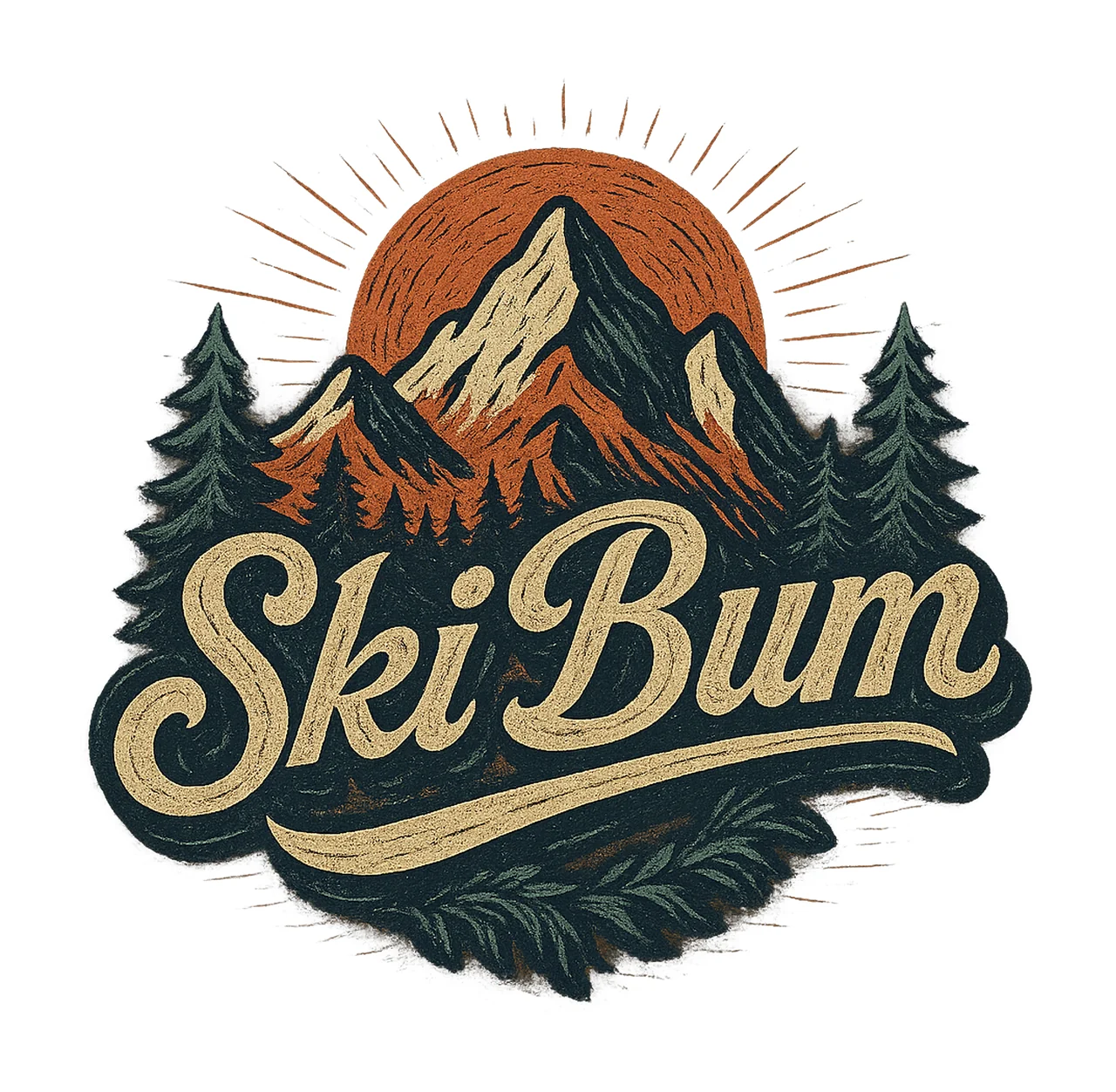 Ski bum winter sports skiing sublimation design ski trip