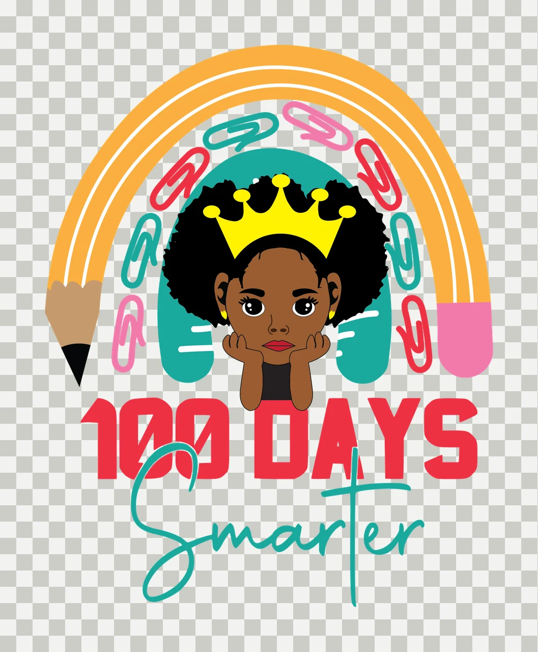 Black 100 Days Smarter With Paperclip Arch typography and paperclips transparency and detail preview thumbnail