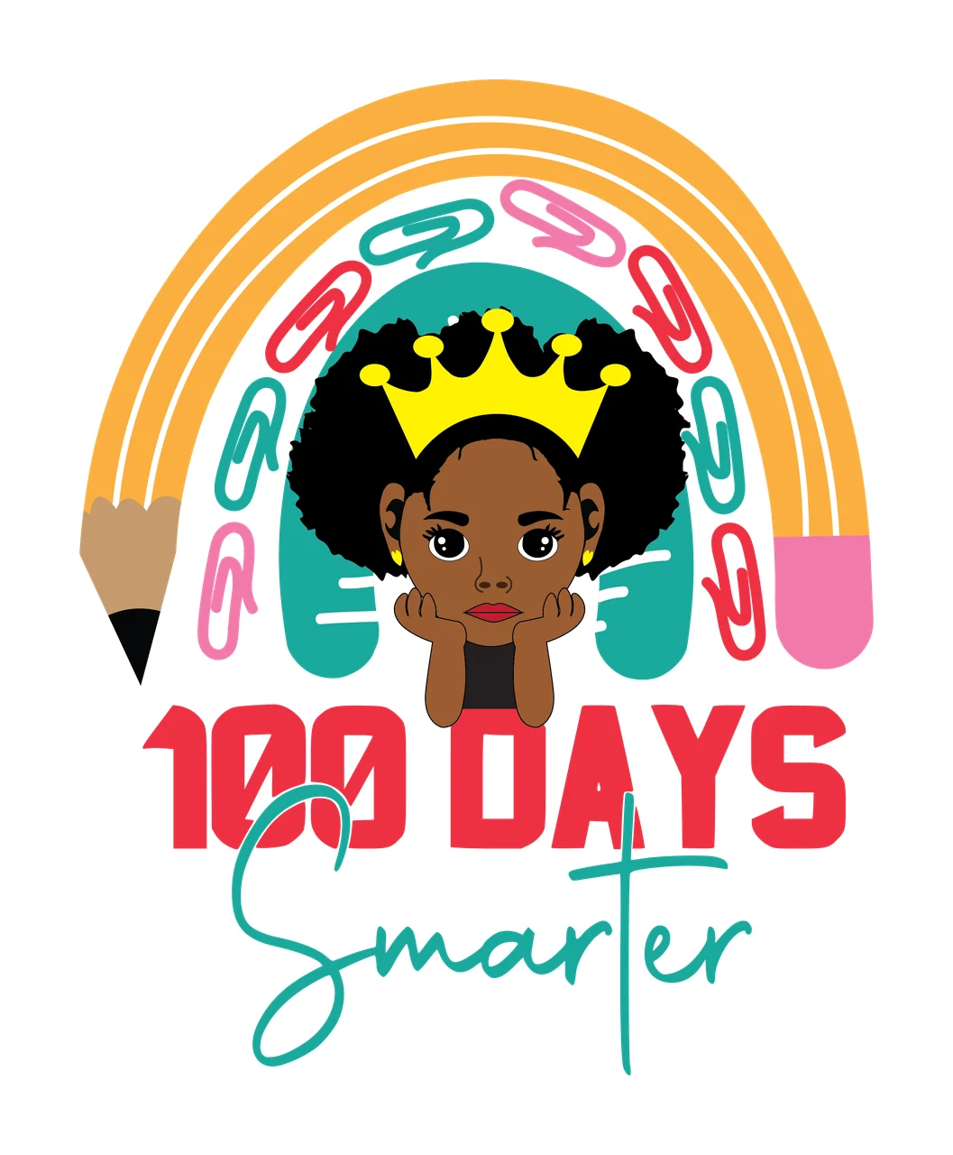 Black 100 Days Smarter With Paperclip Arch typography and paperclips