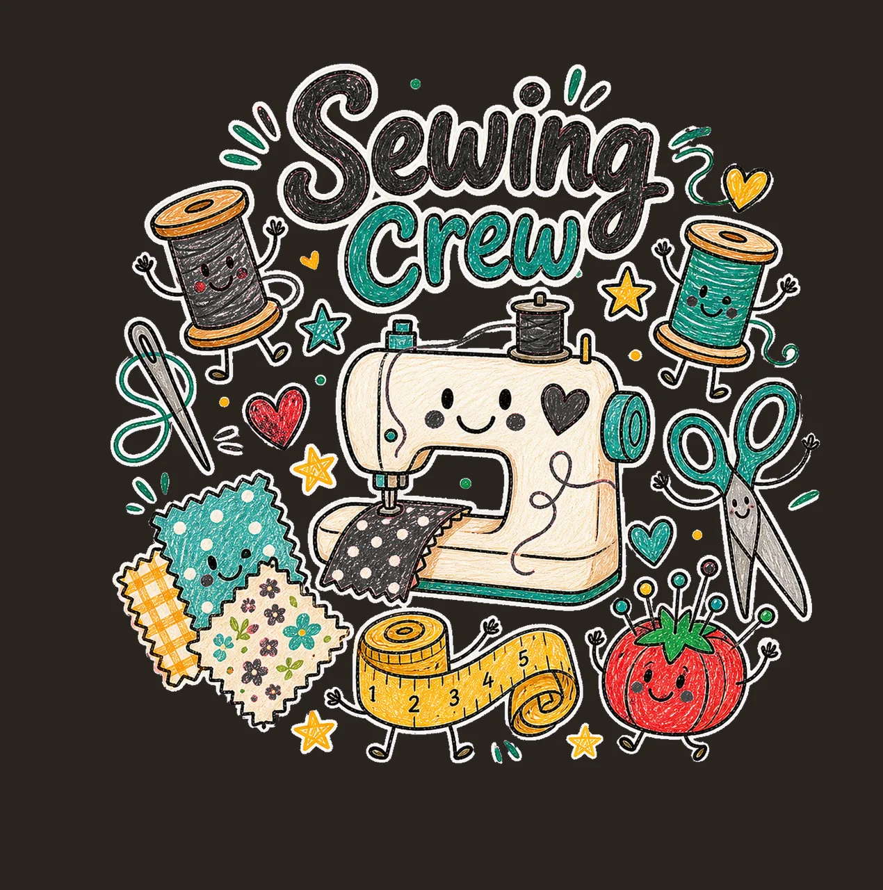 Sewing Doodle Crew sublimation instant shirt Variation A contrast preview thumbnail