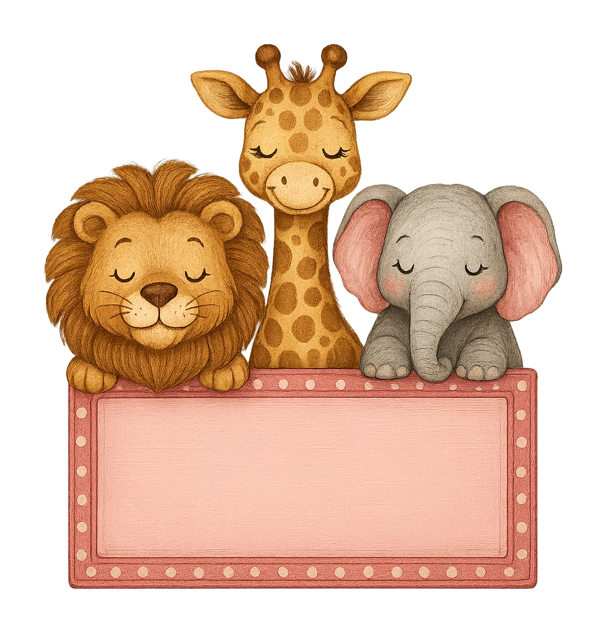 Girl Zoo Name Plate Frame Design Hand Drawn Variation C