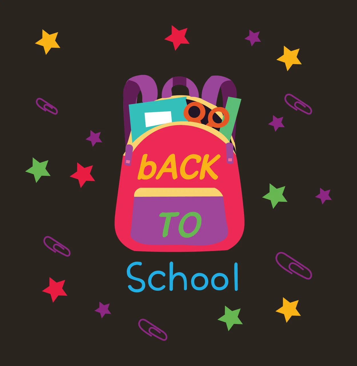 School Backpack With Floating Stars dashes silhouette black contrast preview thumbnail