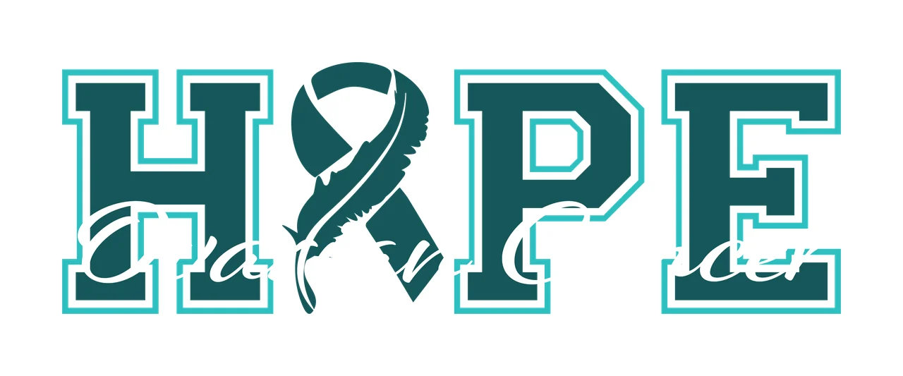 Cancer Awareness Ribbon Text Graphic black white neutral typography