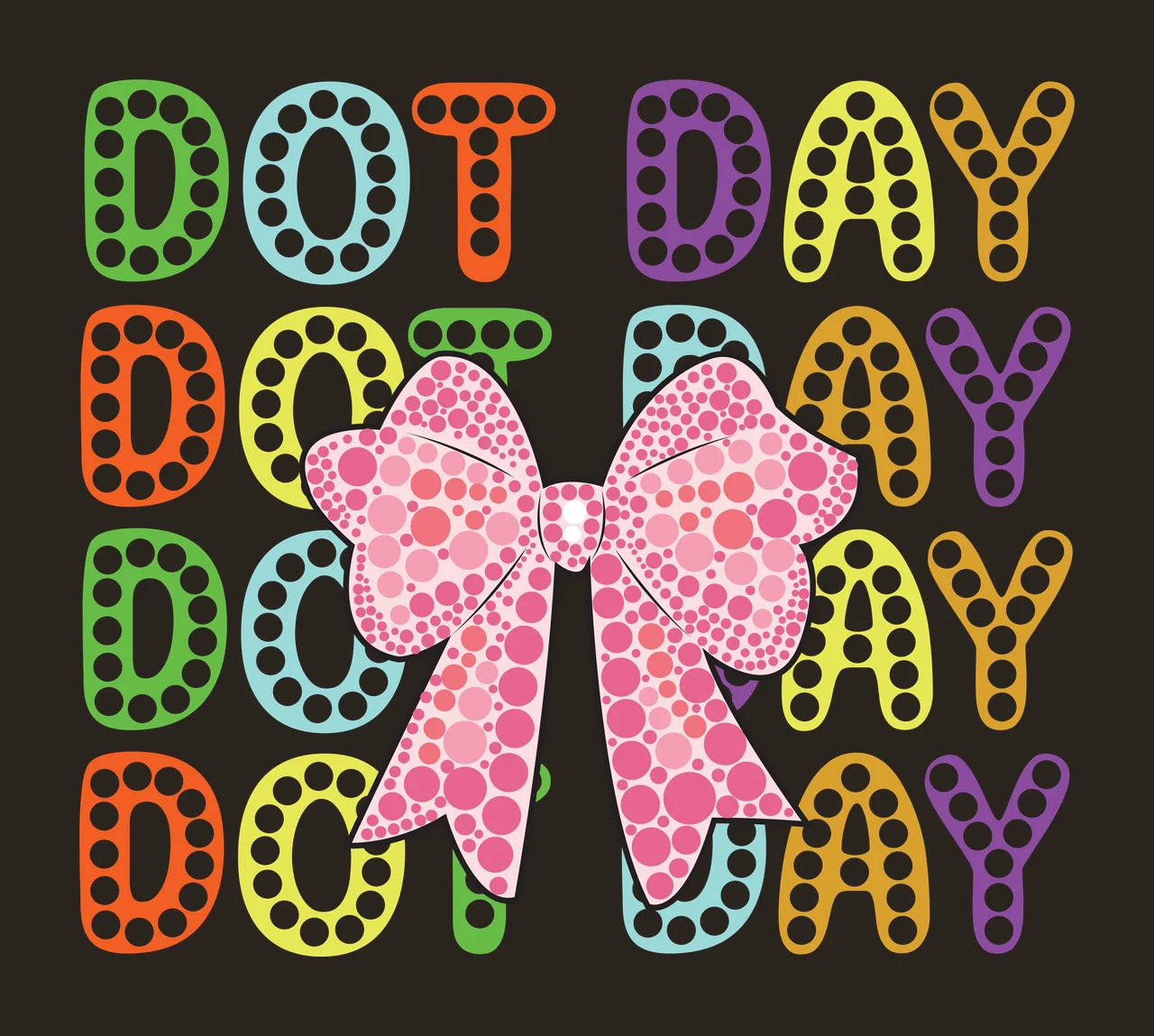 Dot Day Pattern With Central Bow Decoration dots black white contrast preview thumbnail