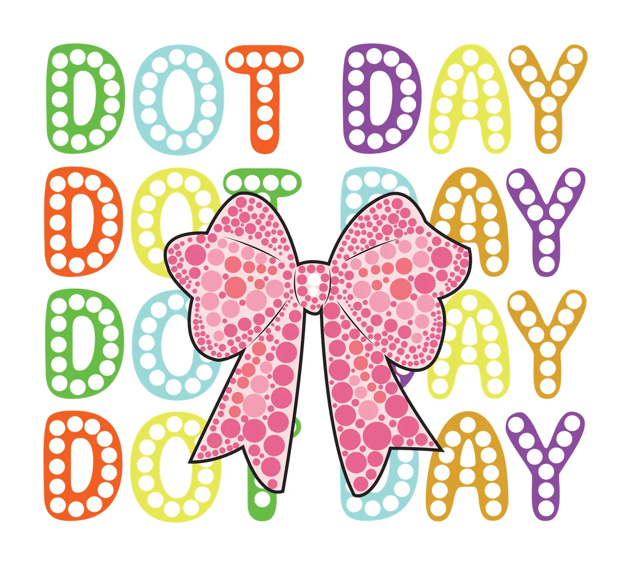 Dot Day Pattern With Central Bow Decoration dots black white