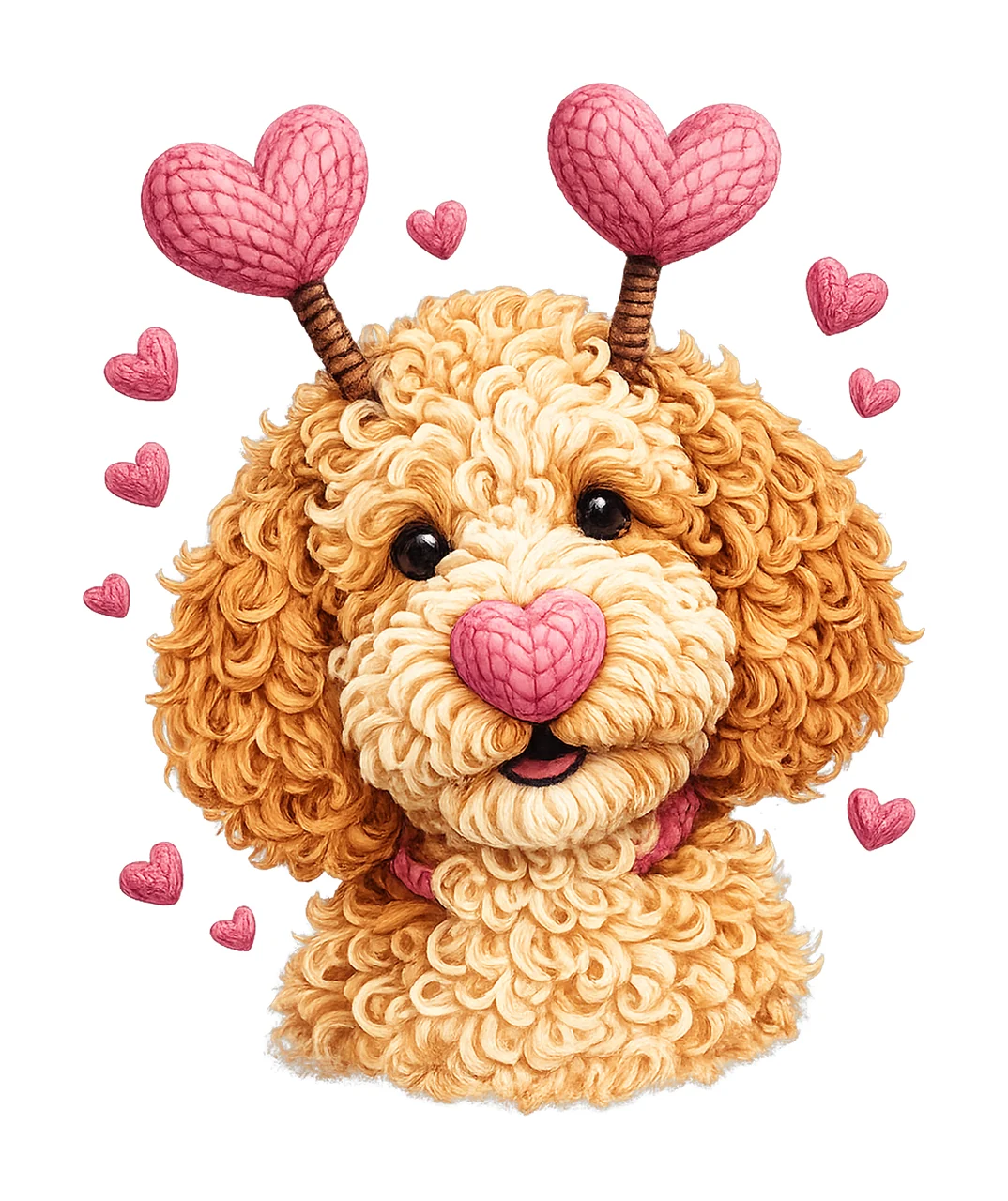 Dog Valentines Day Goldendoodle Heart Faux Yarn Sublimation