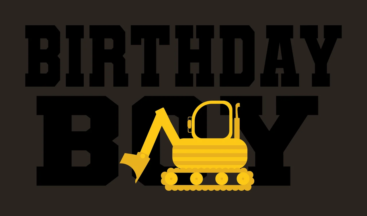 Construction Birthday Boy Black Text Label Reading vehicle icon contrast preview thumbnail
