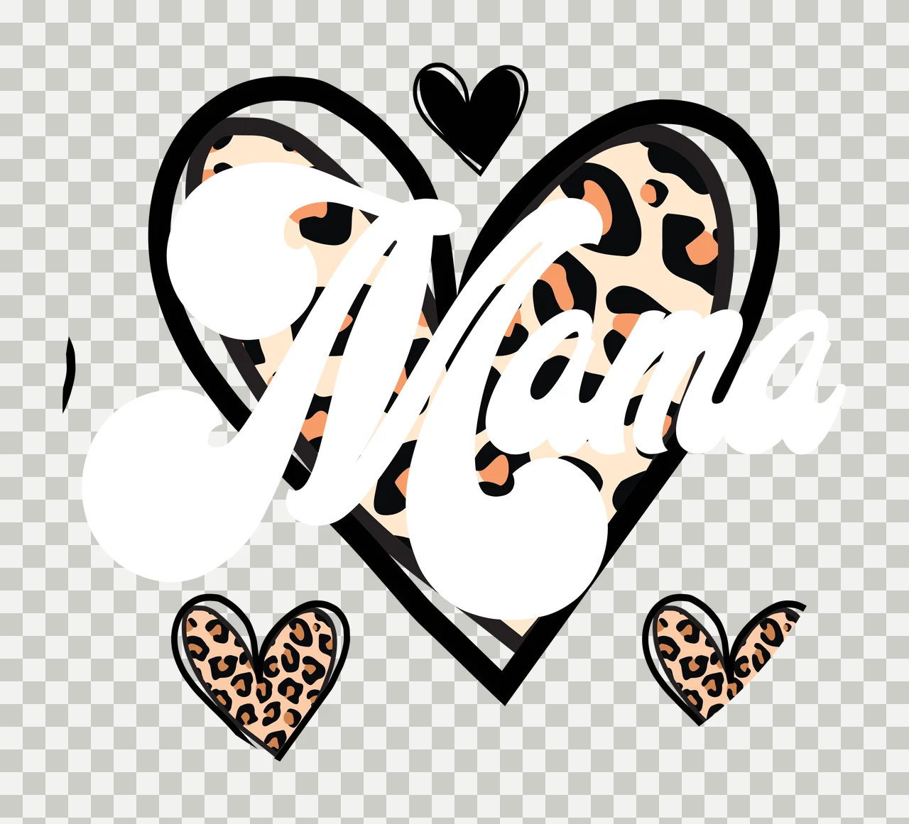 Keychain Mama Script Text Heart Design decorating pattern black transparency and detail preview thumbnail