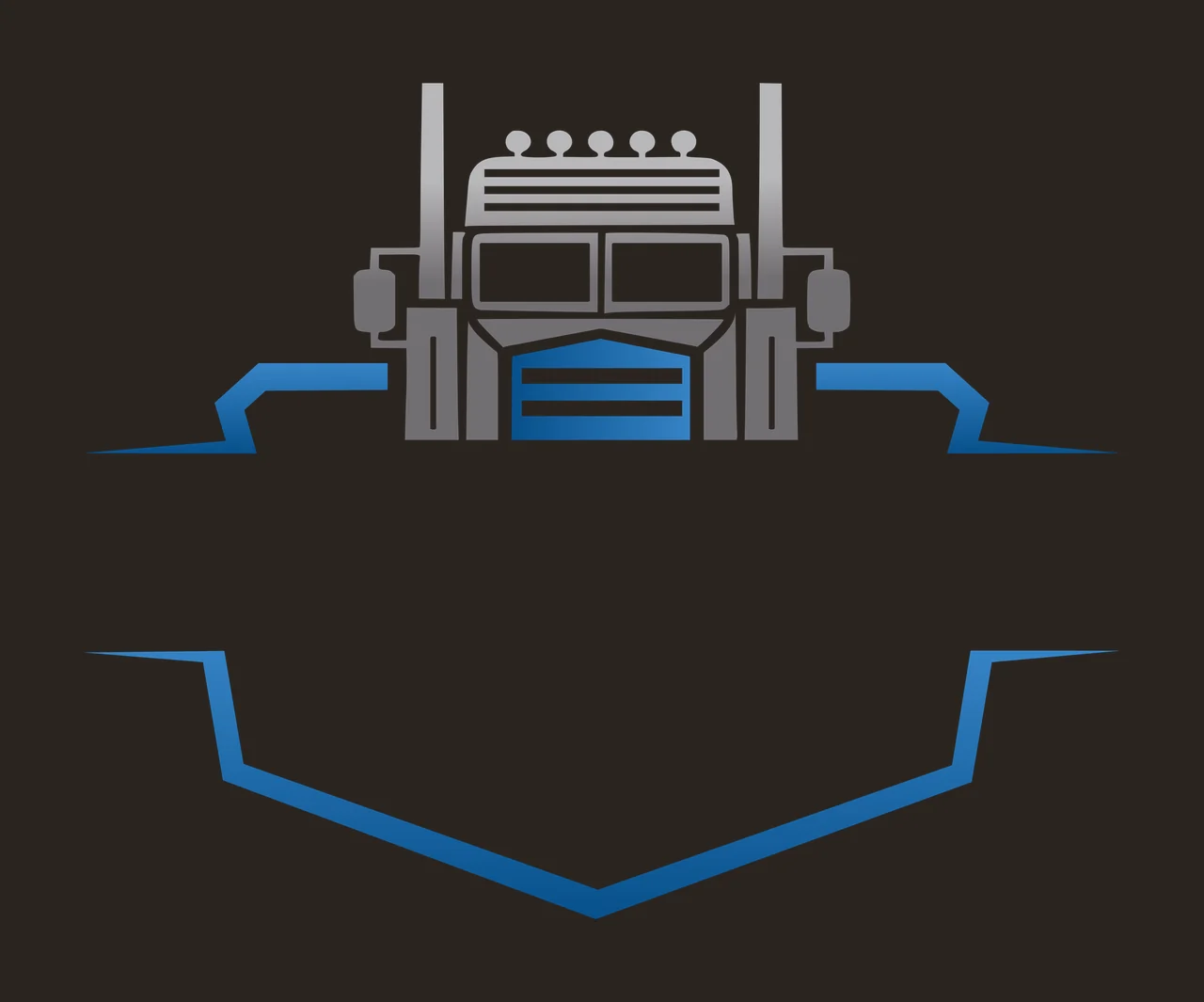 Truck Front View Of Semi Above A Large stationary shield graphic contrast preview thumbnail