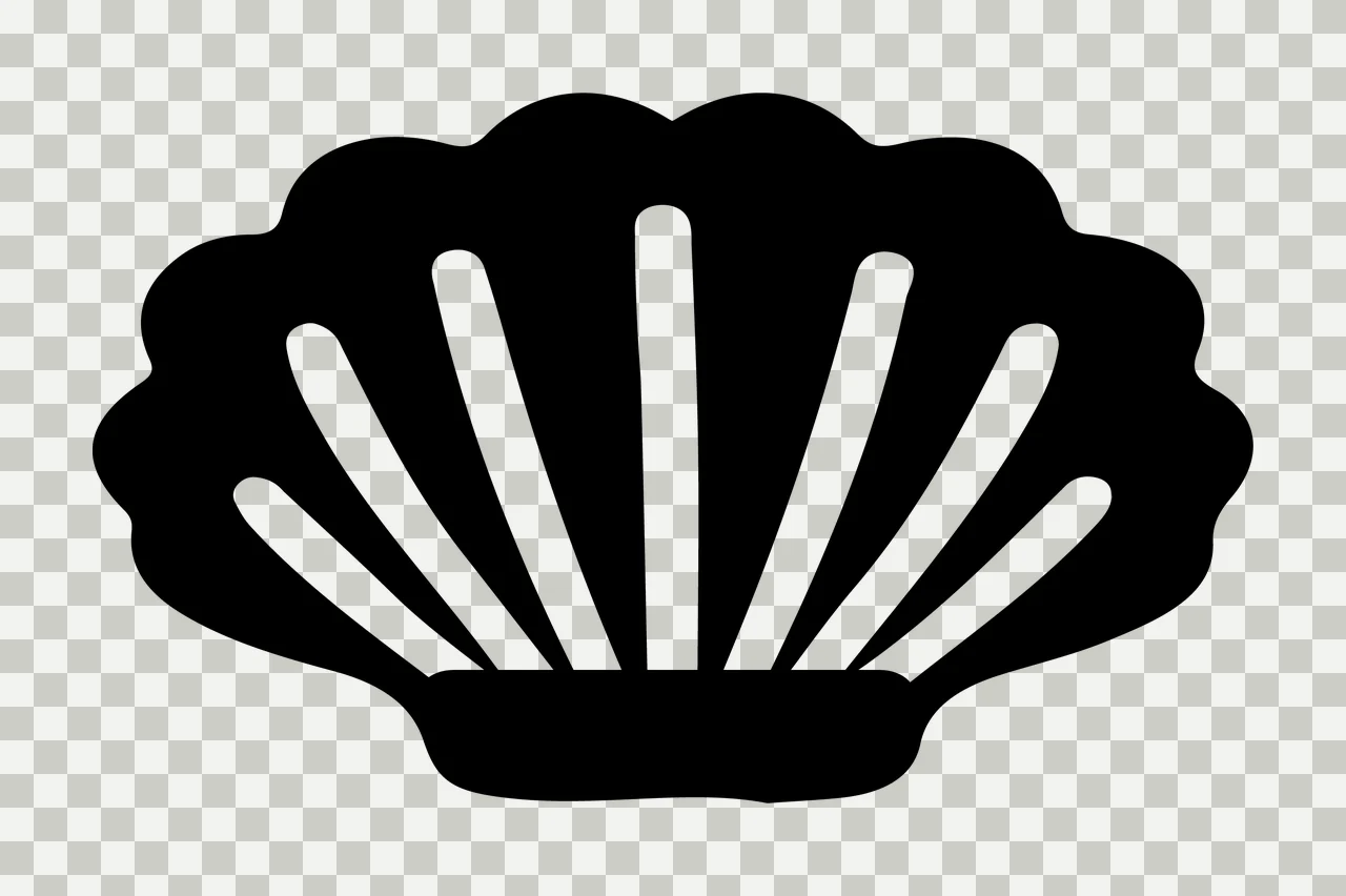 Sea Black Shell Graphic With Internal Vertical Lines white transparency and detail preview thumbnail